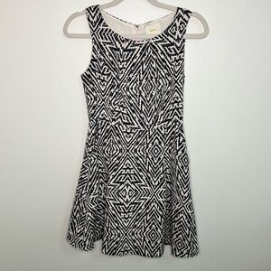 Meave line pattern skater skirt dress